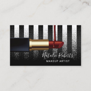 Red Lipstick Makeup Artist Modern Black Rand Visitkort