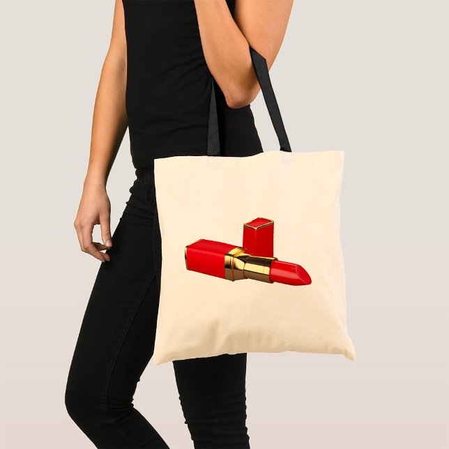 Red Lipstick Makeup Tote Bag Tygkasse (Skapare uppladdad)
