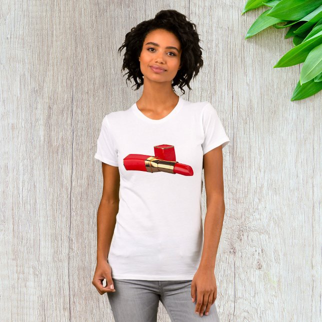 Red Lipstick Makeup Womens T-Shirt (Skapare uppladdad)