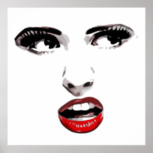 Red Lipstick Mörk Eyed Woman makeup Beauty Art Poster
