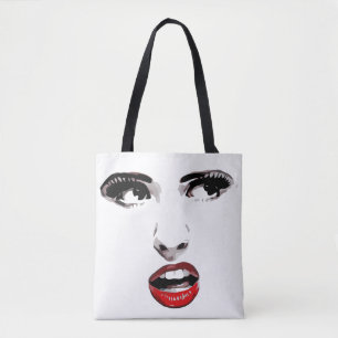 Red Lipstick Mörk Eyed Woman makeup Beauty Art Tygkasse