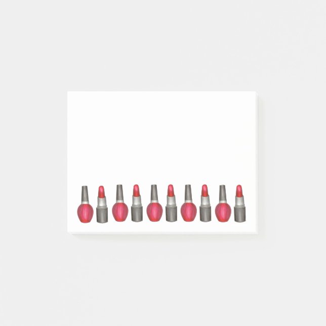 Red Lipstick Nagel polsk Makeup Beauty Post Post-it Block (Framsida)