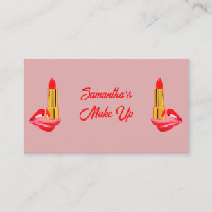 Red Lipstick på Tunga Rosa med eget namn Visitkort
