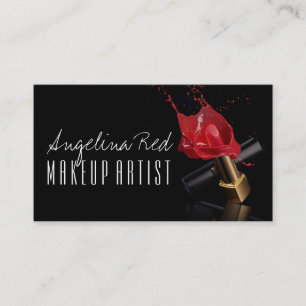 Red Lipstick Stänk Makeup Artist Beauty Salon Visitkort