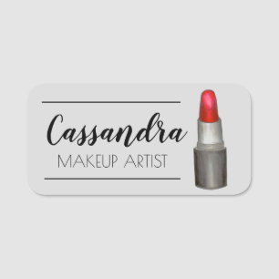 Red Lipstick Tube Makeup Artist Cosmetolog Namnbricka