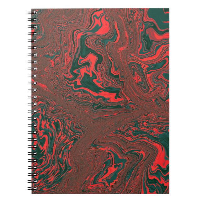 Red Liquid Marble Abstract Pattern Anteckningsbok (Framsidan)
