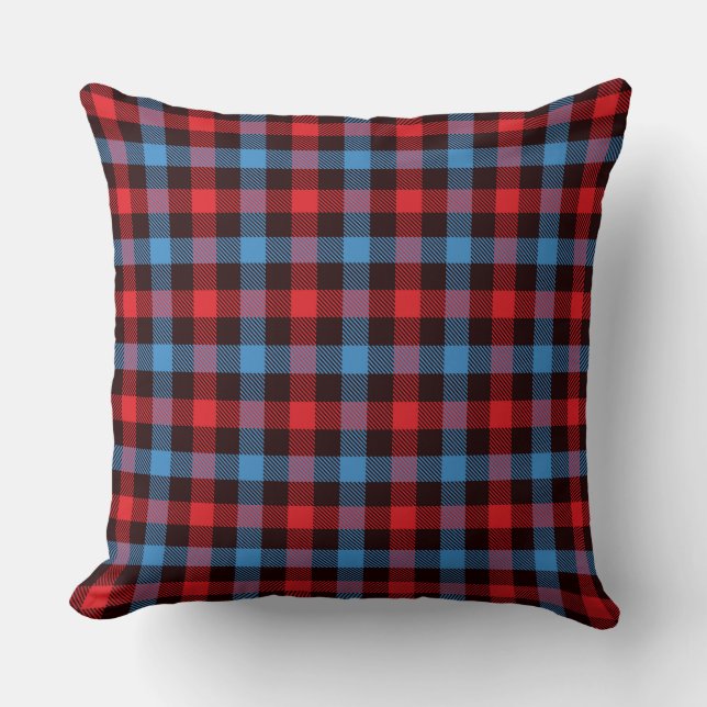 Red/Lite Blue/Lila Reversible Pillow Kudde (Framsida)