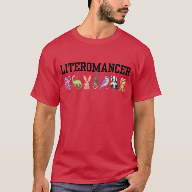 Red Literomancer t-shirt med House totems (Framsida)