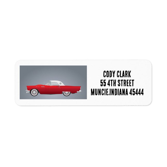 RED LITTLE CLASSIC CAR-RETURETIKETTER RETURADRESS ETIKETT (Framsidan)