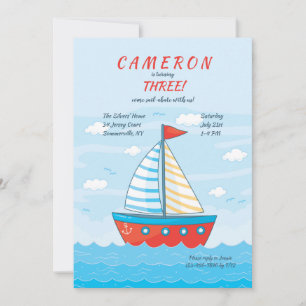 Red Little Sailboat-inbjudan Inbjudningar