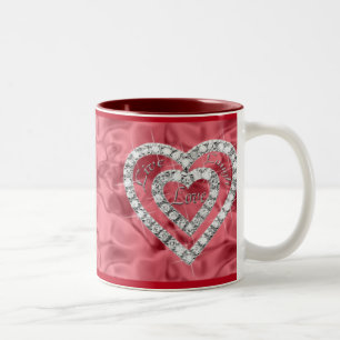 Red Live Laugh Kärlek Diamond Heart Mugg