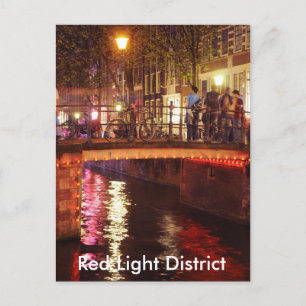 Red Ljus District på natten Vykort