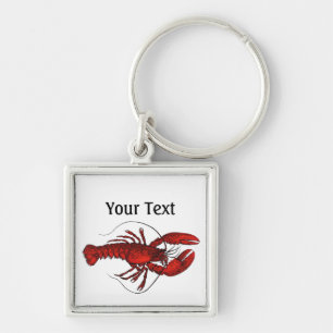 Red Lobster 3 Premium Keychain Fyrkantig Silverfärgad Nyckelring