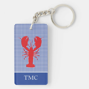 Red Lobster Blue White Gingham Monogram INITIALER