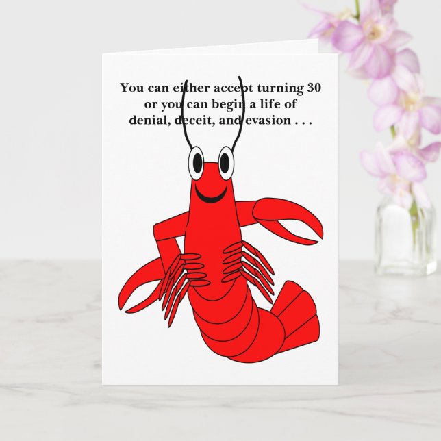 Red Lobster Humous 30års födelsedag Card Kort (Orkide)