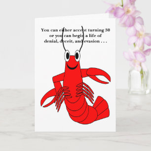 Red Lobster Humous 30års födelsedag Card Kort
