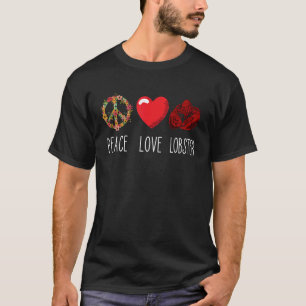 Red Lobster Kärlek Peace Heart Seafood Kräftor Lob T Shirt