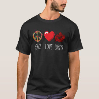 Red Lobster Kärlek Peace Heart Seafood Kräftor Lob T Shirt