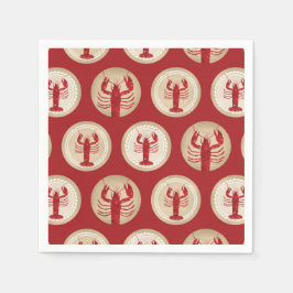 Red Lobster Mönster - Nautical Ocean Seafood Pappersservett