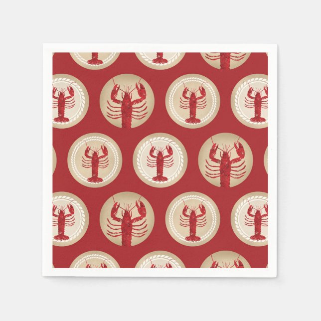 Red Lobster Mönster - Nautical Ocean Seafood Pappersservett (Framsidan)