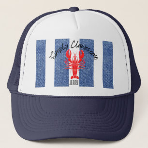 Red Lobster på Blue & White Denim Rand Keps