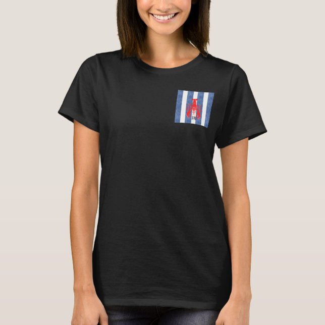 Red Lobster på Blue & White Denim Rand T Shirt (Framsida)