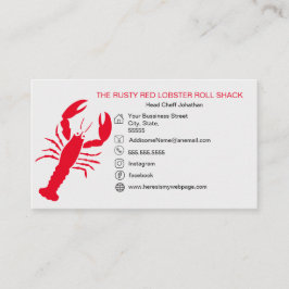 RED Lobster Seafood Black White Simple Nautical Visitkort