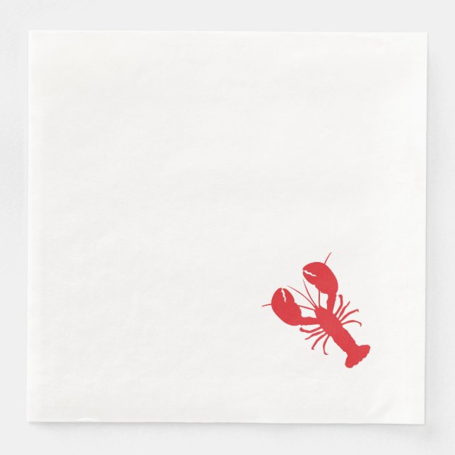 Red Lobster White Preppy Coastal Simple Roligt Pappersservett (Framsida)