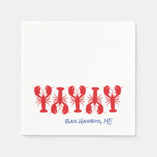 Red Lobsters Blue Anpassningsbar PLACATION COASTAL Pappersservett