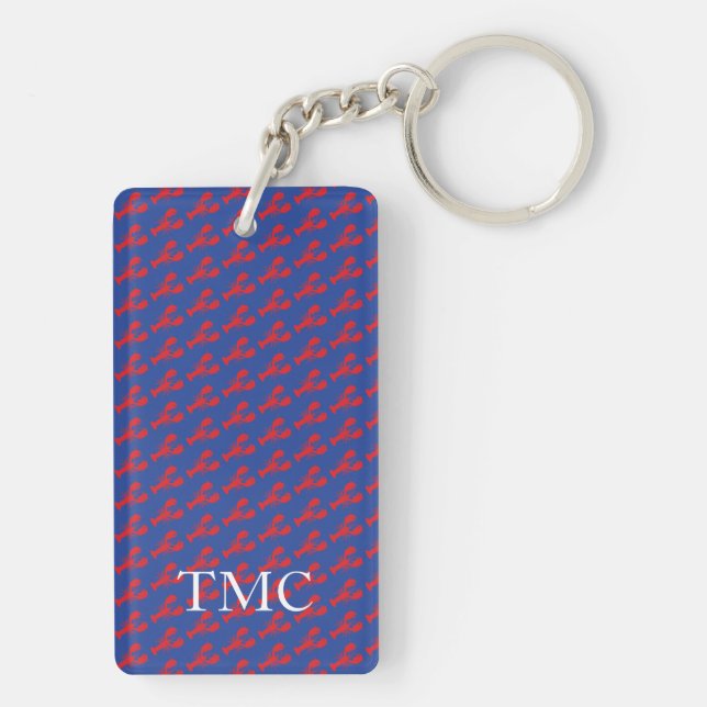 Red Lobsters Blue Preppy Monogram Initialer (Baksidan)