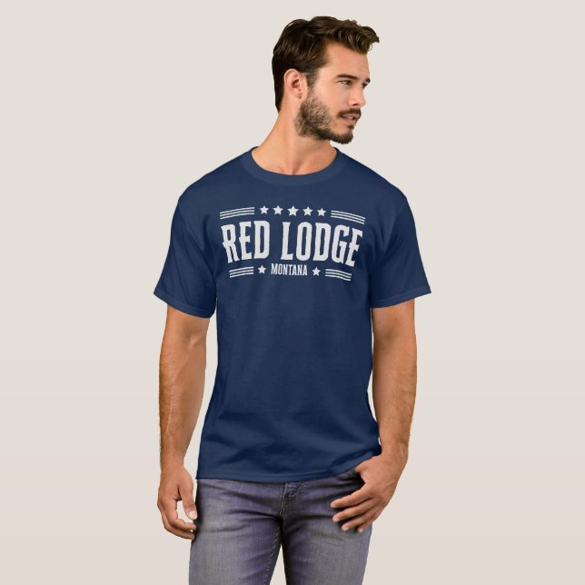 RED LODGE MONTANA Stars & Rand T Shirt (Hel framsida)