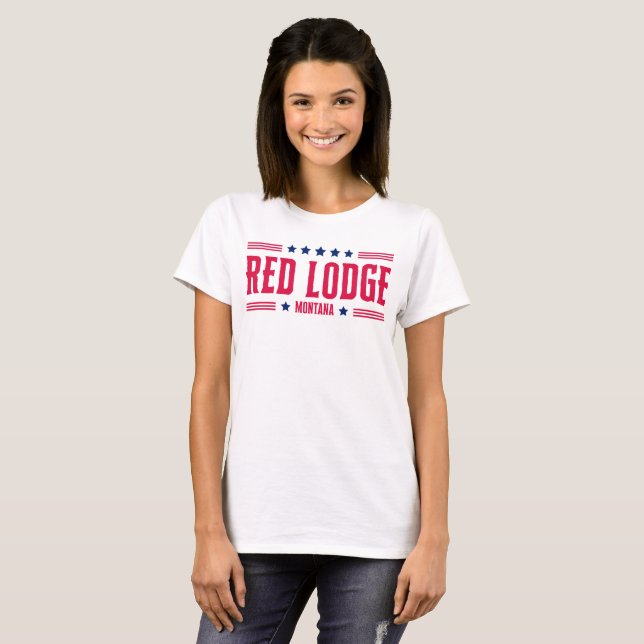 RED LODGE MONTANA Stars & Rand T Shirt (Hel framsida)