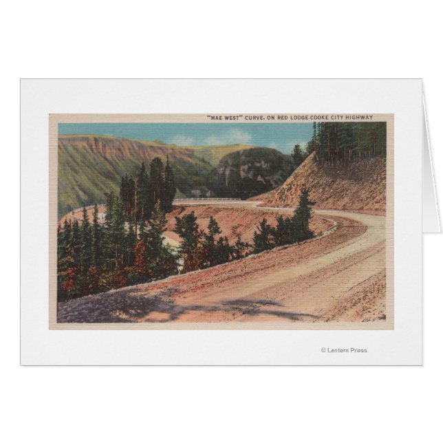 Red Lodge, MT - View of Mae Väster Curve Hälsningskort (Framsidan Horizontal)
