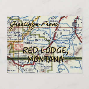 Red Lodge MT Vintage Karta Vykort