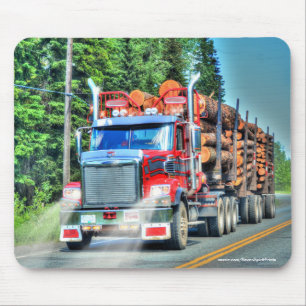 Red Logging Lastbil Highway Driving Art III Musmatta