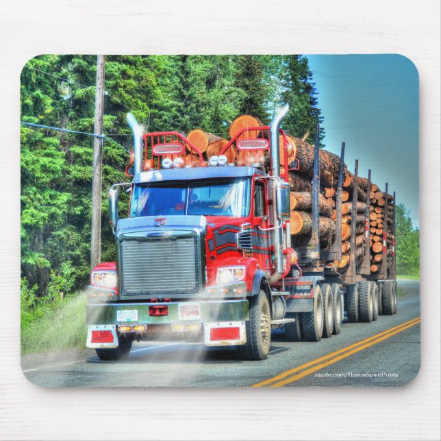 Red Logging Lastbil Highway Driving Art III Musmatta (Framsidan)