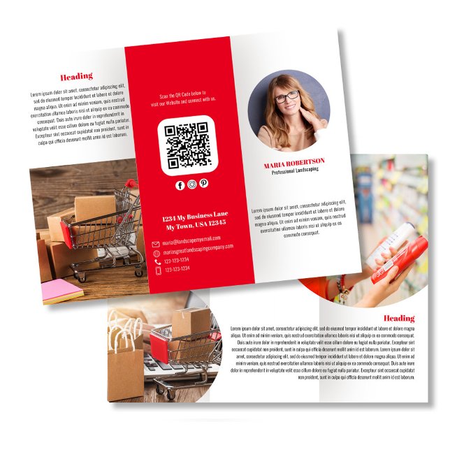 Red Logotyp eller Photo Business Brochure (Business brochure with your photo or logo template. )