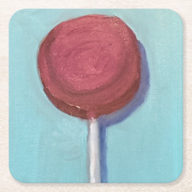 Red Lollipop Underlägg Papper Kvadrat (Framsidan)