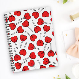 Red Lollipops, Heart Lollipops, Lollipop Pattern Anteckningsbok