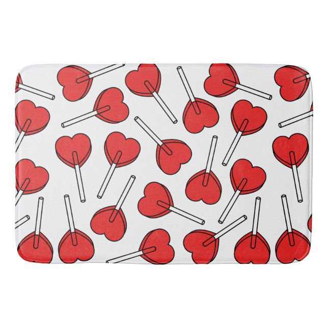 Red Lollipops, Heart Lollipops, Lollipop Pattern Badrumsmatta (Framsidan)