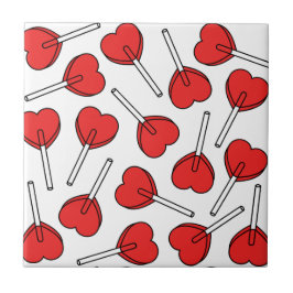 Red Lollipops, Heart Lollipops, Lollipop Pattern Kakelplatta