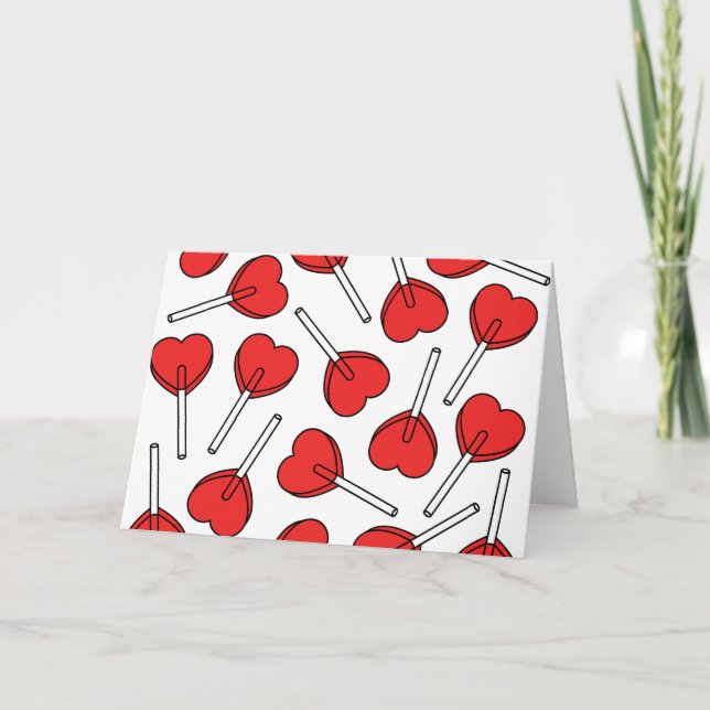 Red Lollipops, Heart Lollipops, Lollipop Pattern Kort (Framsida)