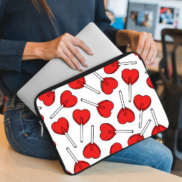 Red Lollipops, Heart Lollipops, Lollipop Pattern Laptop Fodral