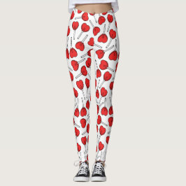 Red Lollipops, Heart Lollipops, Lollipop Pattern Leggings