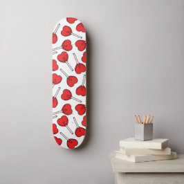 Red Lollipops, Heart Lollipops, Lollipop Pattern Mini Skateboard Bräda 18,5 Cm
