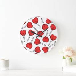 Red Lollipops, Heart Lollipops, Lollipop Pattern Stor Klocka