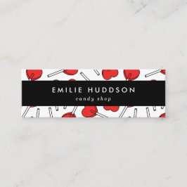 Red Lollipops, Heart Lollipops, Lolly, Candy Shop Mini Visitkort