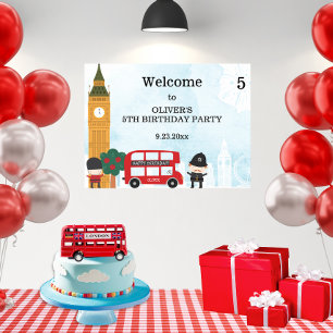 Red London Buss och Clock Torn Birthday Välkommen Poster
