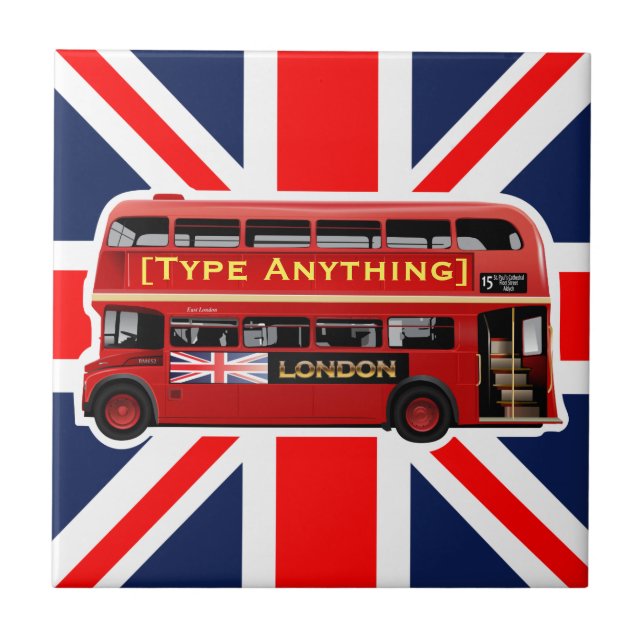 Red London Buss Thed Kakelplatta (Framsidan)