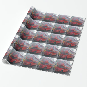 Red London Buss Wrapping Papper Presentpapper